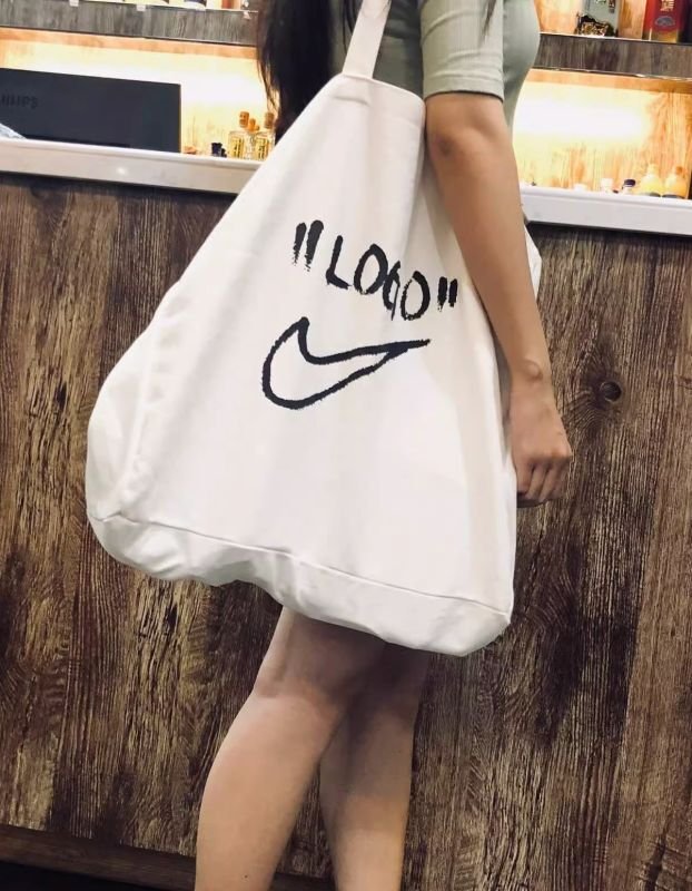 画像2: "LOGO" Swoosh canvas Unisex tote bag 男女兼用 スウォッシュ ロゴ スウッシュ コットン トートバッグ (2)