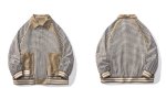 画像7:  houndstooth oversized jacket blouson  ユニセックス 男女兼用千鳥格子ジャケットウインドブレーカースタジアムジャンパー スタジャン ボンバー ジャケット ブルゾン (7)