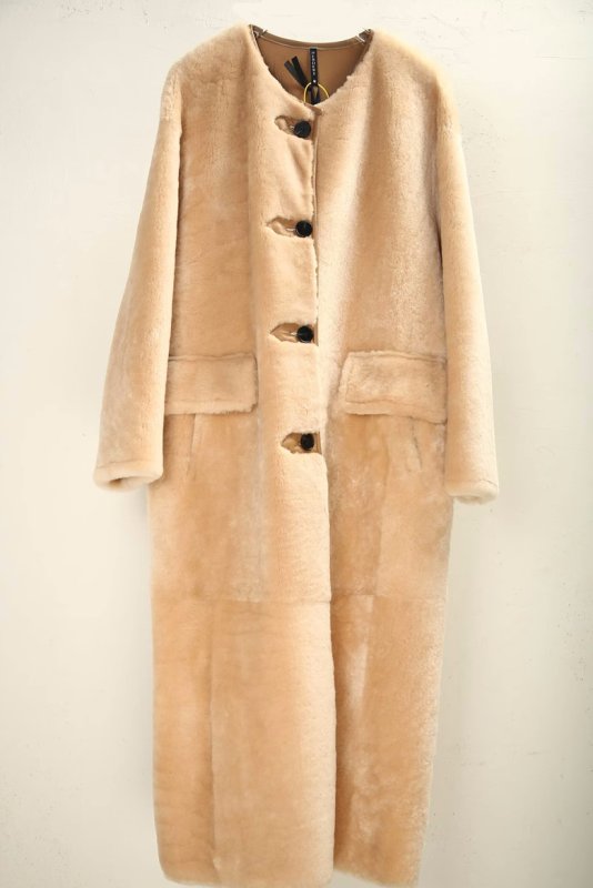 画像2: merino sheep fur all-in-one fur coats Jacket　シープスキンオールインワンロング コート ジャケット (2)