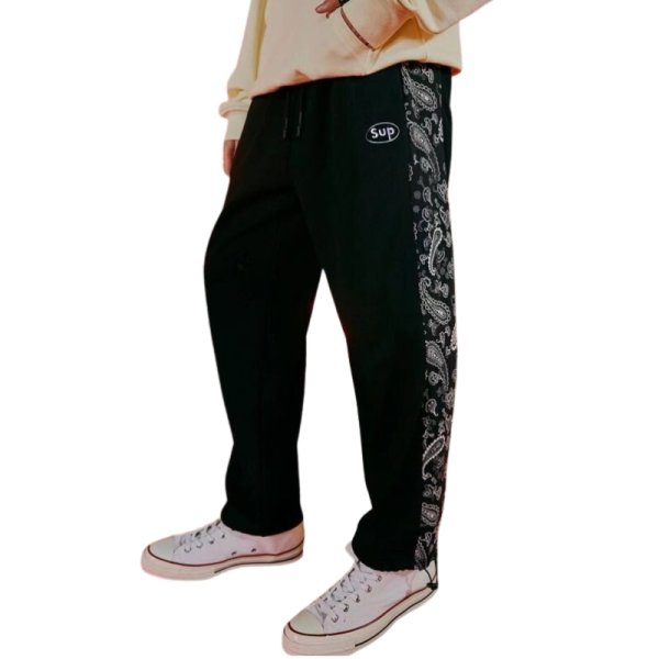 画像1: Side Bandana Paisley Tape Sweat Pant Jogger Pant ユニセックス 男女兼用 サイド バンダナ ペイズリー柄テープ スウェット パンツ ジョガー (1)