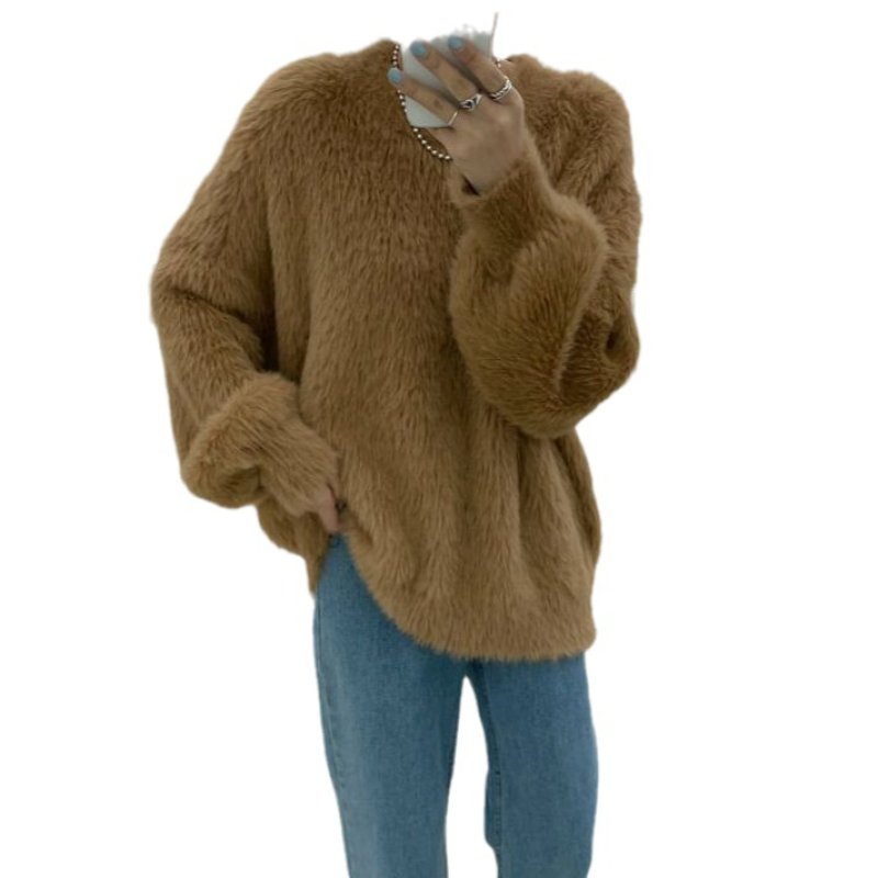 画像9: Fluffy round neck pullover sweater　ユニセックス男女兼用モコモコラウンドネックプルオーバーセーター (9)