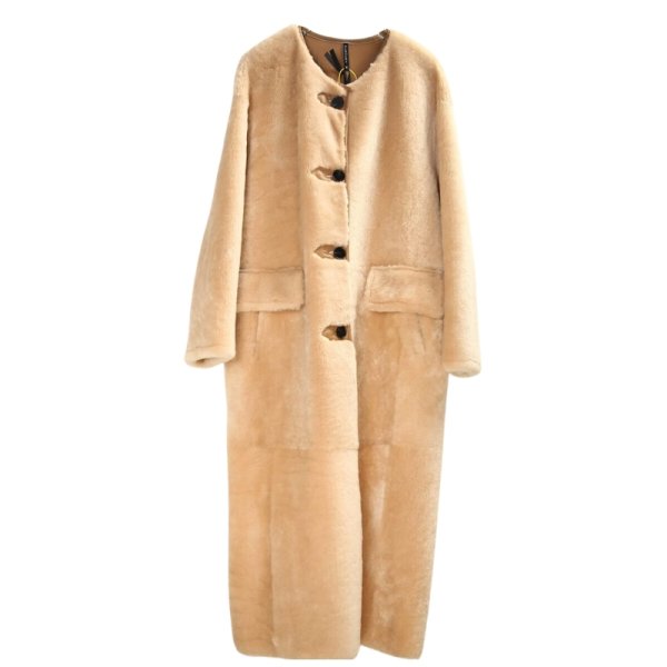 画像1: merino sheep fur all-in-one fur coats Jacket　シープスキンオールインワンロング コート ジャケット (1)