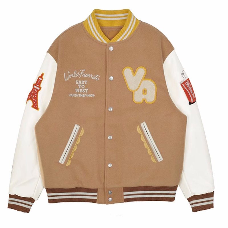 画像3: Vandy the pank hamburger embroidery baseball jacket stadium jacket baseball uniform jacket blouson  ユニセックス 男女兼用ハンバーガー刺繍スタジアムジャンパー スタジャン MA-1 ボンバー ジャケット ブルゾン (3)