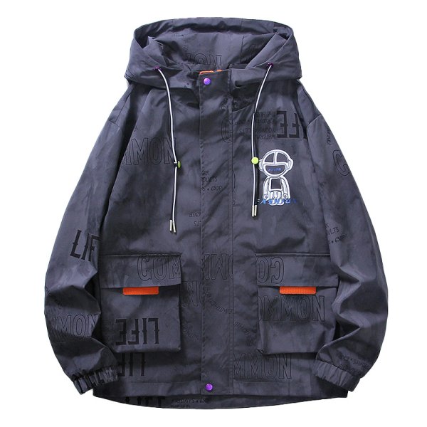 画像1: astronaut print windbreaker mountain parka jacket blouson  ユニセックス 男女兼用宇宙飛行士プリント ウインドブレーカー マウンティンパーカージャケットスタジアムジャンパー スタジャン ボンバー ジャケット ブルゾン (1)