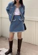 画像3: trimming piping denim jackets & skirts set up　トリミングパイピング デニムジャケット＆スカート セットアップ (3)