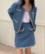 画像2: trimming piping denim jackets & skirts set up　トリミングパイピング デニムジャケット＆スカート セットアップ (2)