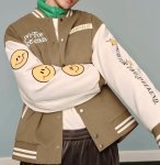 画像3: garfield & bear＆smile embroidery baseball jacket stadium jacket baseball uniform jacket blouson  ユニセックス 男女兼用ガーフィールド＆ベア＆スマイル刺繍スタジアムジャンパー スタジャン MA-1 ボンバー ジャケット ブルゾン (3)