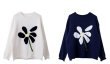 画像6: floral flower  round neck pullover sweater　ユニセックス男女兼用フラワー フローラル編み込みラウンドネックプルオーバーセーター (6)