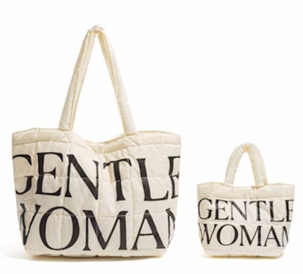 画像1: gentlewoman logo down bubble tote shoulder bag Handbag 　ユニセックス男女兼用gentlewomanロゴダウンバブルトートショルダーバッグ (1)