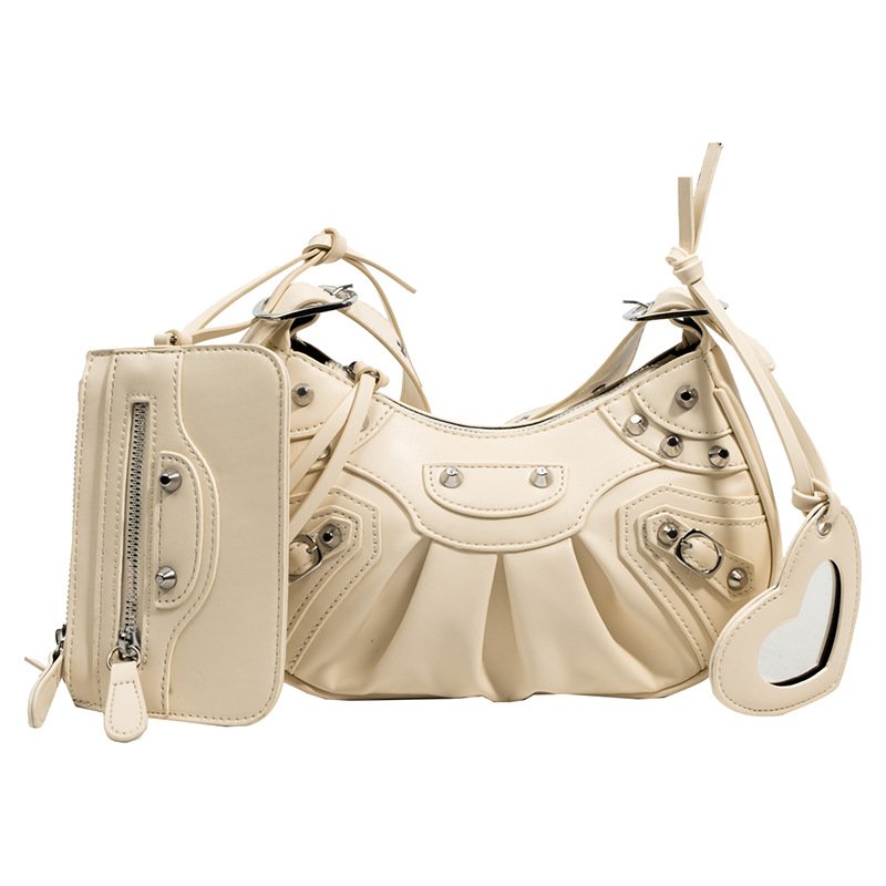 画像2: SALE セール crossbody shoulder under arm motorcycle dumpling bag Handbag 　クロスボディショルダーアンダーアームモーターサイクルダンプリングバッグ (2)