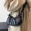 画像9: crossbody shoulder under arm motorcycle dumpling bag Handbag 　クロスボディショルダーアンダーアームモーターサイクルダンプリングバッグ (9)