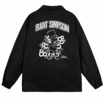画像1: The Simpsons Funny Cartoon Character Logc Letter Print Lapel Jacket baseball jacket stadium jacket baseball uniform jacket blouson  ユニセックス 男女兼用ザ・シンプソンズキャラクターレタープリントラペルウインドブレーカースタジアムジャンパー スタジャン MA-1 ボンバー ジャケット ブルゾン (1)