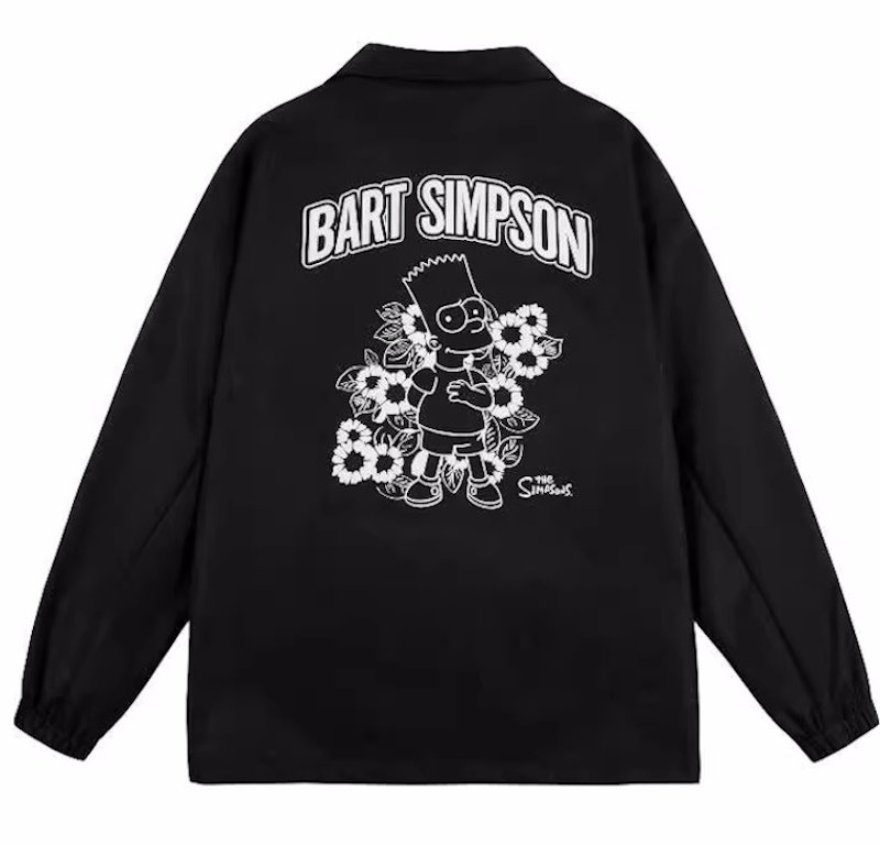 画像1: The Simpsons Funny Cartoon Character Logc Letter Print Lapel Jacket baseball jacket stadium jacket baseball uniform jacket blouson  ユニセックス 男女兼用ザ・シンプソンズキャラクターレタープリントラペルウインドブレーカースタジアムジャンパー スタジャン MA-1 ボンバー ジャケット ブルゾン (1)