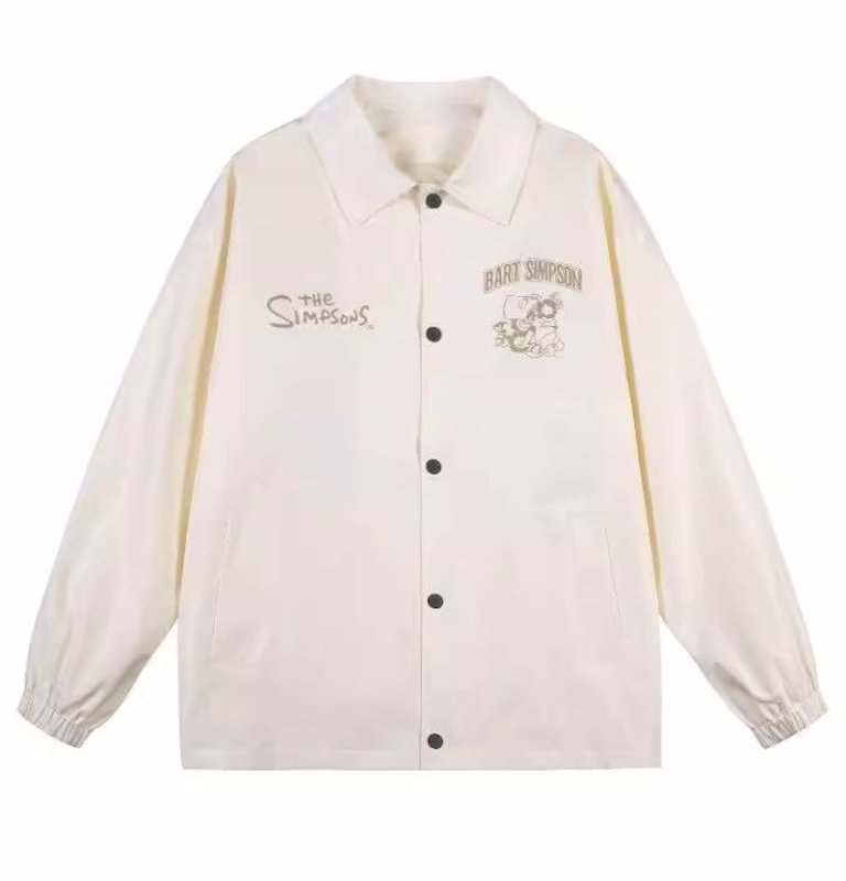 画像7: The Simpsons Funny Cartoon Character Logc Letter Print Lapel Jacket baseball jacket stadium jacket baseball uniform jacket blouson  ユニセックス 男女兼用ザ・シンプソンズキャラクターレタープリントラペルウインドブレーカースタジアムジャンパー スタジャン MA-1 ボンバー ジャケット ブルゾン (7)