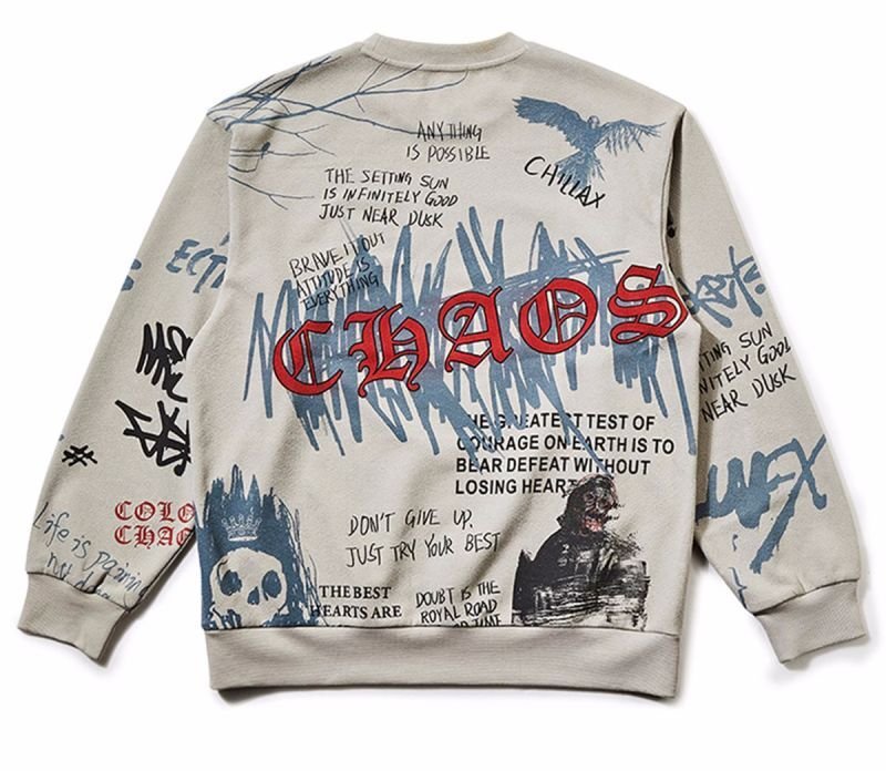 Unisex graffiti pattern round neck sweats Shirt 男女兼用