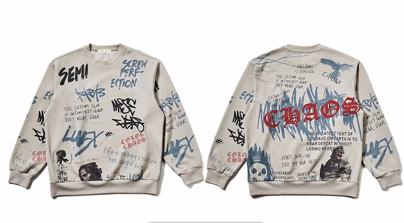 画像4: Unisex graffiti pattern round neck sweats Shirt  男女兼用グラフィック落書きスウェットシャツトレーナー (4)