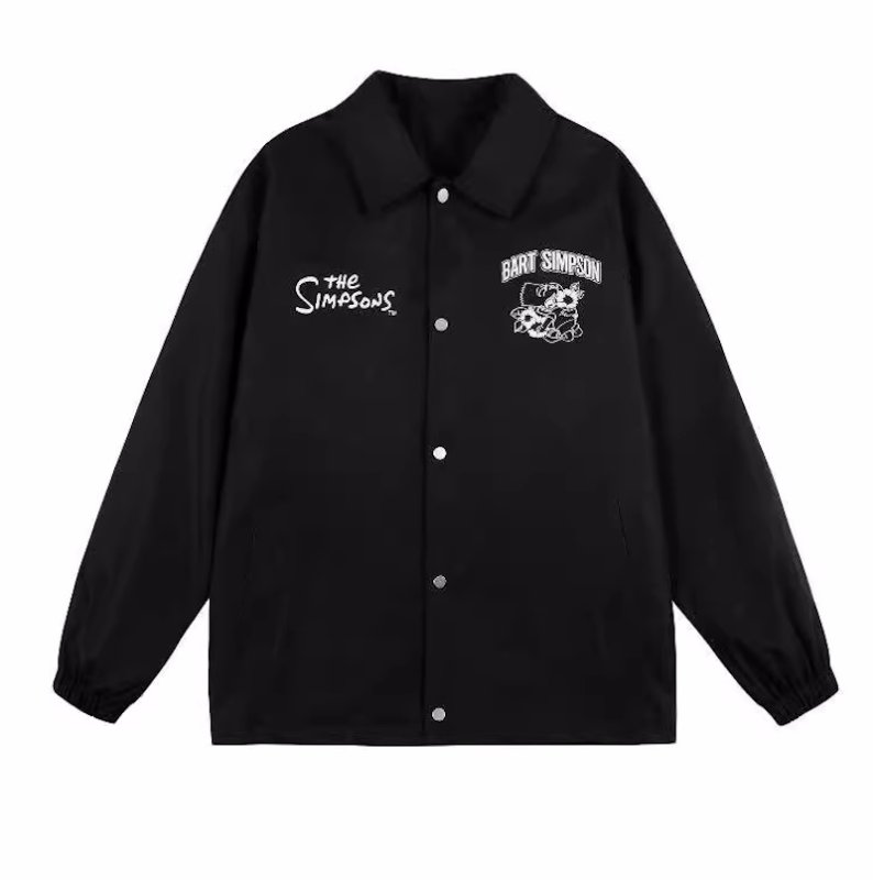 画像5: The Simpsons Funny Cartoon Character Logc Letter Print Lapel Jacket baseball jacket stadium jacket baseball uniform jacket blouson  ユニセックス 男女兼用ザ・シンプソンズキャラクターレタープリントラペルウインドブレーカースタジアムジャンパー スタジャン MA-1 ボンバー ジャケット ブルゾン (5)