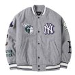 画像1: MLB NY windproof embroidery baseball jacket stadium jacket baseball uniform jacket blouson  ユニセックス 男女兼用MLB NYニューヨークヤンキース刺繍スタジアムジャンパー スタジャン MA-1 ボンバー ジャケット ブルゾン (1)