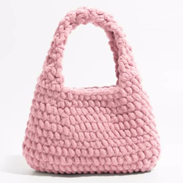 画像1: Plush Cotton Knitted Handbag tote Wrist bag　ユニセックス男女兼用ニットハンドメイドトートリストバッグ (1)
