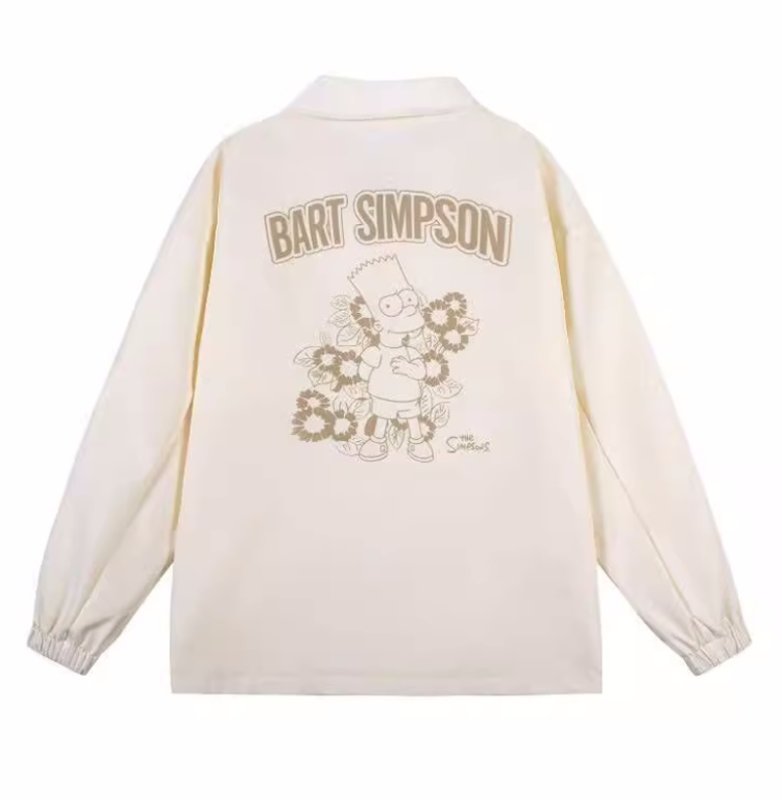 画像3: The Simpsons Funny Cartoon Character Logc Letter Print Lapel Jacket baseball jacket stadium jacket baseball uniform jacket blouson  ユニセックス 男女兼用ザ・シンプソンズキャラクターレタープリントラペルウインドブレーカースタジアムジャンパー スタジャン MA-1 ボンバー ジャケット ブルゾン (3)