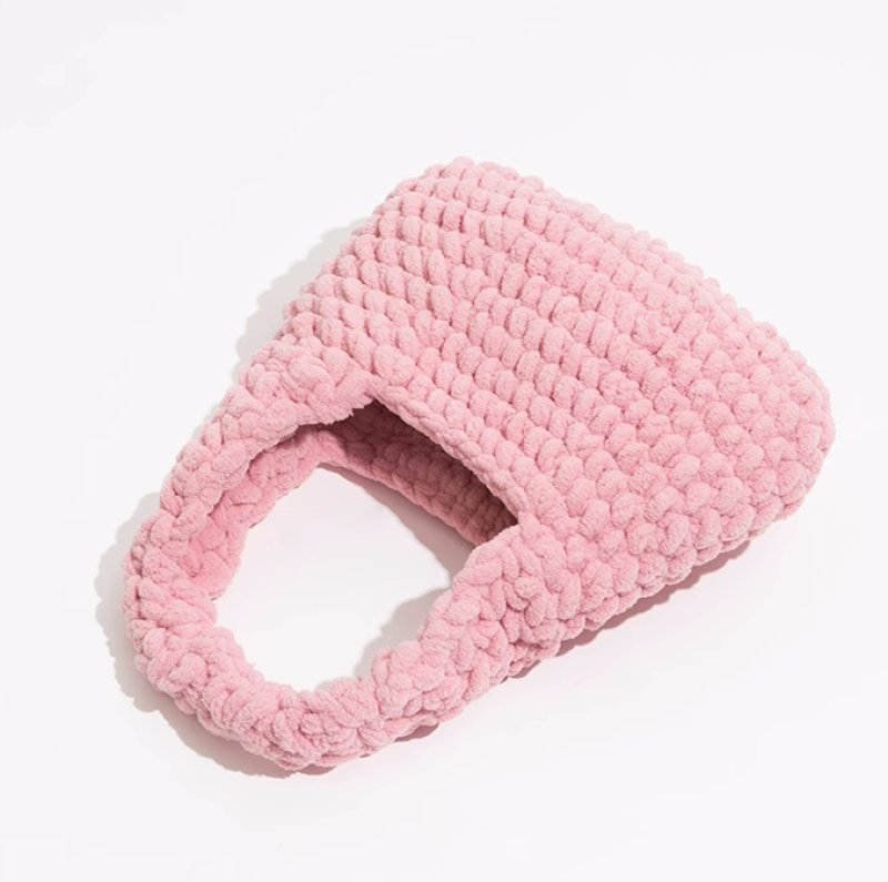 画像12: Plush Cotton Knitted Handbag tote Wrist bag　ユニセックス男女兼用ニットハンドメイドトートリストバッグ (12)
