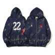 画像4: Unisex splash ink zipper sweatshirt　　男女兼用スプラッシュ インク ナンバー２２ジッパーフーディ　スウェットパーカー　シャツ (4)