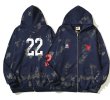 画像1: Unisex splash ink zipper sweatshirt　　男女兼用スプラッシュ インク ナンバー２２ジッパーフーディ　スウェットパーカー　シャツ (1)