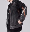 画像4: graffiti letter print denim G jacket jumper ユニセックス 男女兼用グラフィティ レター プリントGジャンスジャケット ブルゾン スタジャン (4)