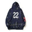 画像3: Unisex splash ink zipper sweatshirt　　男女兼用スプラッシュ インク ナンバー２２ジッパーフーディ　スウェットパーカー　シャツ (3)