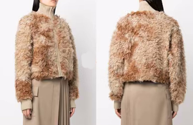 画像5: Plush dyed ribbed high collar zipper long sleeve jacket  タイダイファーハイカラージップアップジャケット (5)