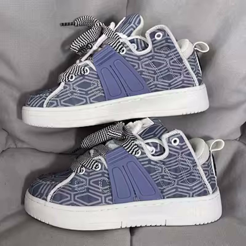 画像6: geometric pattern leather lace up sneakers  Shoes  ユニセックス 男女兼用幾何学模様レザーレースアップスニーカー (6)