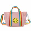 画像1: Smile & Rainbow Handle mini canvas tote shoulder bag　ユニセックス男女兼用キャンバススマイル＆レインボーハンドル ミニキャンバストートショルダーバッグ (1)