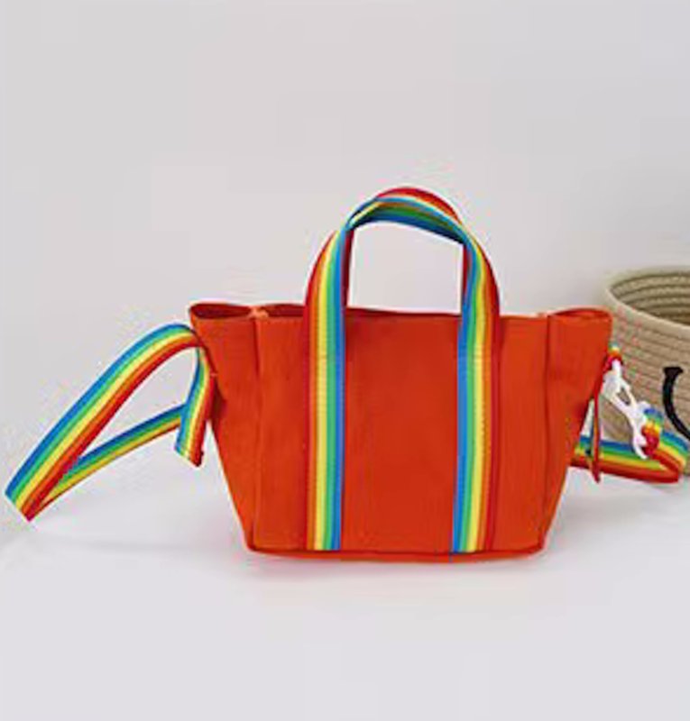 画像16: Smile & Rainbow Handle mini canvas tote shoulder bag　ユニセックス男女兼用キャンバススマイル＆レインボーハンドル ミニキャンバストートショルダーバッグ (16)
