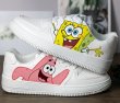 画像2: spongebob & patrick paint leather lace up sneakers  Shoes  ユニセックス 男女兼用スポンジボブ＆パトリックペイントレザーレースアップスニーカー (2)