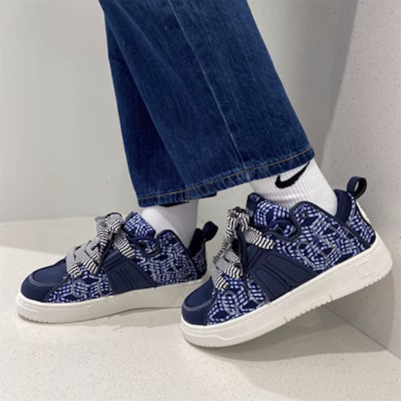 画像3: geometric pattern leather lace up sneakers  Shoes  ユニセックス 男女兼用幾何学模様レザーレースアップスニーカー (3)