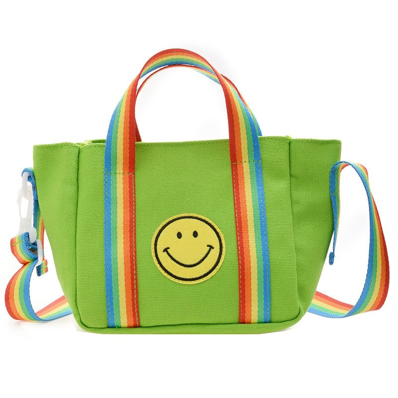 画像4: Smile & Rainbow Handle mini canvas tote shoulder bag　ユニセックス男女兼用キャンバススマイル＆レインボーハンドル ミニキャンバストートショルダーバッグ (4)