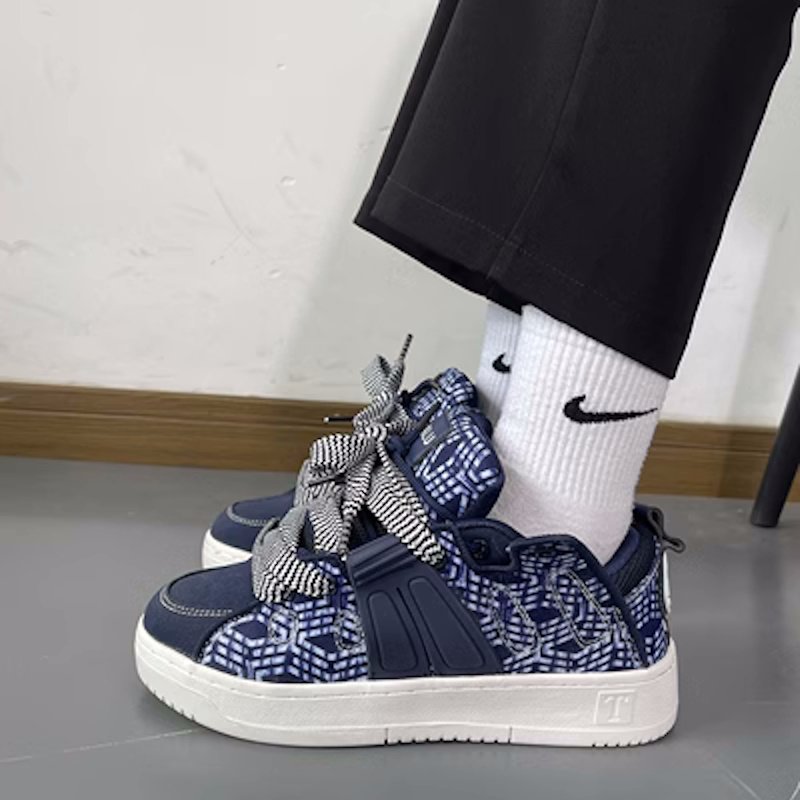 画像5: geometric pattern leather lace up sneakers  Shoes  ユニセックス 男女兼用幾何学模様レザーレースアップスニーカー (5)