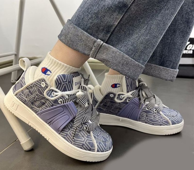 画像4: geometric pattern leather lace up sneakers  Shoes  ユニセックス 男女兼用幾何学模様レザーレースアップスニーカー (4)