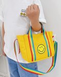 画像15: Smile & Rainbow Handle mini canvas tote shoulder bag　ユニセックス男女兼用キャンバススマイル＆レインボーハンドル ミニキャンバストートショルダーバッグ (15)