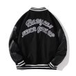 画像2: big B embroiderycollar PU leather sleeves baseball Jacke  stadium jacket baseball uniform jacket blouson  ユニセックス 男女兼用ビッグB刺繍 スタジアムジャンパー スタジャン MA-1 ボンバー ジャケット ブルゾン (2)