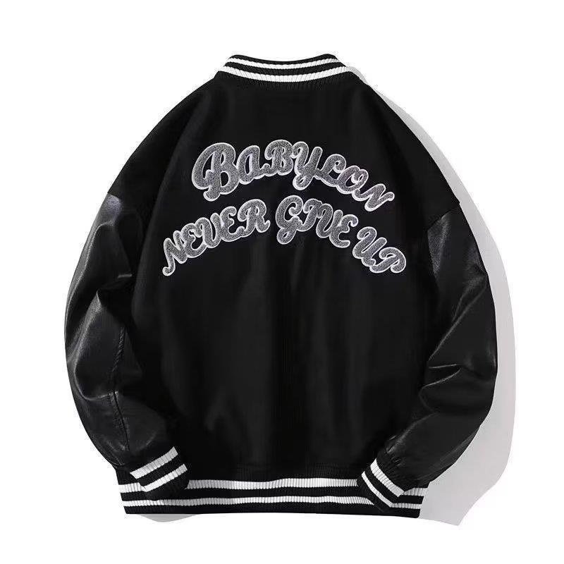 美品■B ベータメン■モヘア ビッグチェック ボンバー ブルゾン スタジャン M big B embroiderycollar PU leather sleeves baseball Jacke