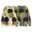 画像5: smile knitted oversized sweater round neck pullover 　ユニセックス男女兼用スマイル編み込みオーバーサイズセーターラウンドネックプルオーバーセーター (5)