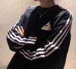 画像3: oversize black round neck sweatshirt round neck pullover 　ユニセックス男女兼用3 linesオーバーサイズセーターラウンドネックプルオーバー (3)