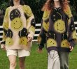 画像3: smile knitted oversized sweater round neck pullover 　ユニセックス男女兼用スマイル編み込みオーバーサイズセーターラウンドネックプルオーバーセーター (3)