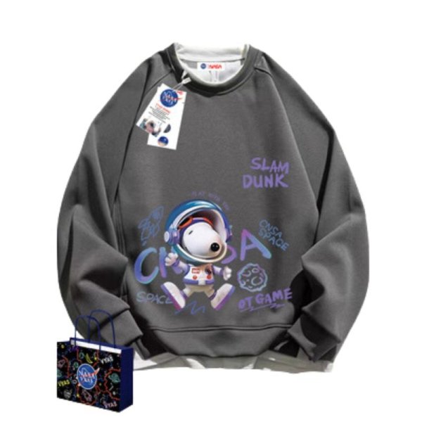 画像1: 23 Unisex Snoopy x NASA Pullover trainer sweater  ユニセックス男女兼用スヌーピー×ナサNASAスウェットプルオーバートレーナー (1)