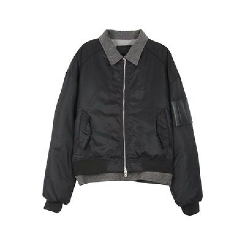 画像3: 23 Oversized Men's MA1 Patchwork Jean Jacket coat メンズ ユニセックス 男女兼用 切り替え MA1 フライト スタジャン ジャケット コート (3)
