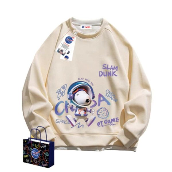 画像1: SALE セール 23 Unisex Snoopy x NASA Pullover trainer sweater  ユニセックス男女兼用スヌーピー×ナサNASAスウェットプルオーバートレーナー (1)