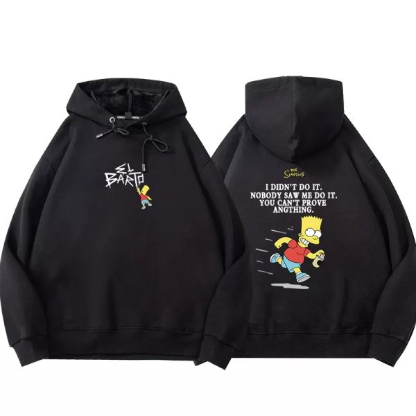 画像1: bart simpson print Hooded Sweatshirt 　ユニセックス男女兼用バートシンプソンプリントフーディパーカー (1)