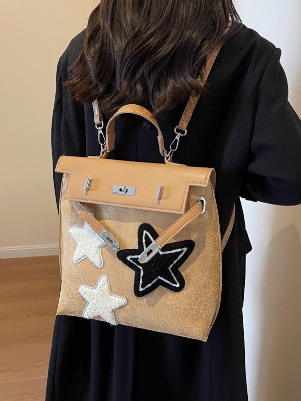 画像6: star texture large capacity tote Shoulder  backpack  Hand Bag スター星エンブレムトート ショルダーバックパックバッグハンドバッグ  (6)