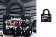 画像2: Little Moses rhombus graffitiTote Shoulder Bag Hand Bag  菱形キルティンググラフィックトート ショルダーバッグハンドバッグ  (2)